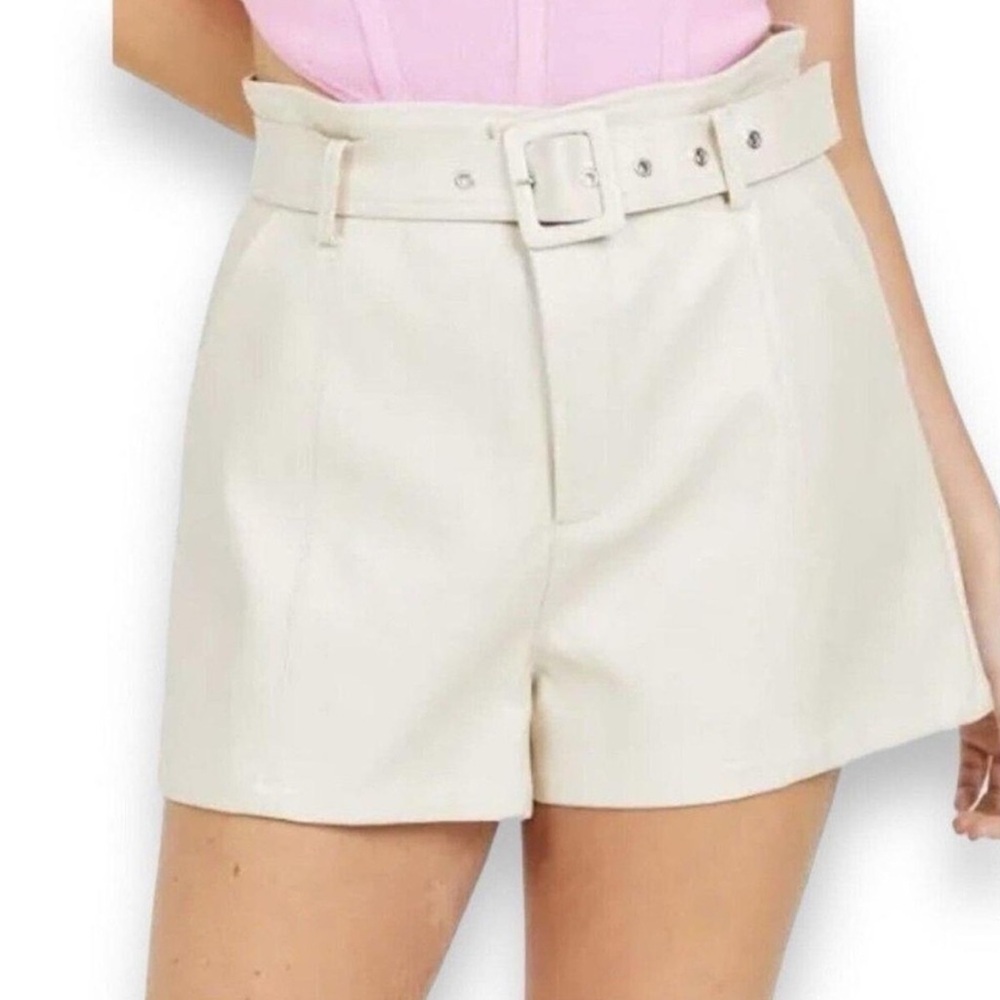 Altar’d State Faux Leather Ivory Shorts